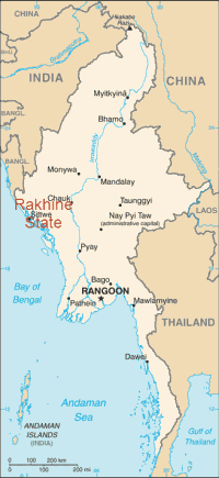 Rakhine State in Burma, on the border with Bangladesh (CIA Fact Book)