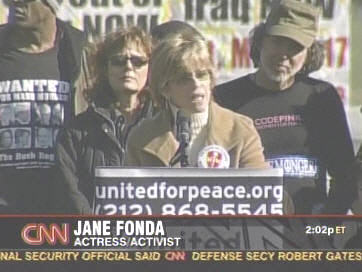 Aging Boomer antiwar protester and activist, Jane Fonda <font face=Arial size=-2>(Source: CNN)</font>