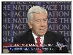 Republican Senator Richard Lugar of Indiana on Face the Nation on Sunday. <font face=Arial size=-2>(Source: CBS)</font>