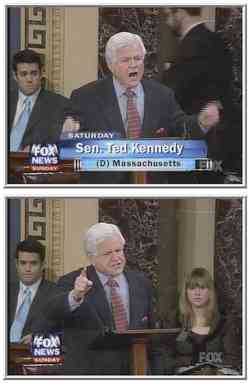 Sen. Ted Kennedy, screaming at the top of his lungs in Senate on Saturday. <font face=Arial size=-2>(Source: Fox News)</font>