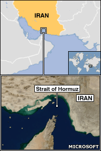 Map of Gulf of Hormuz where incident took place <font face=Arial size=-2>(Source: BBC)</font>