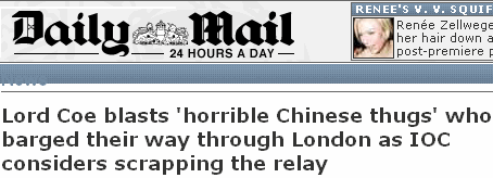 <i>Daily Mail</i> story referencing "Horrible Chinese thugs"