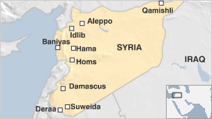 Syria hot spots (BBC)