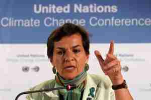 Angry climate change official Christiana Figueres lectures delegates (Reuters)