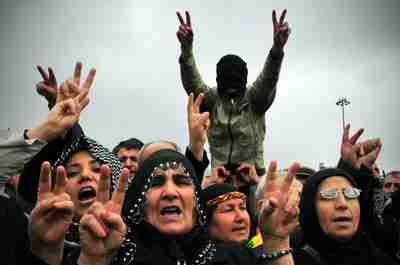 Kurdish protestors in Istanbul in April (AFP)
