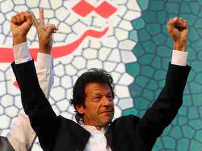 Imran Khan at rally on Sunday (AFP)