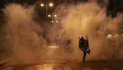 Protests in Athens on Thursday (Reuters)