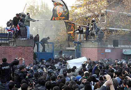 Iranian students at the British embassy on Tuesday (Time)