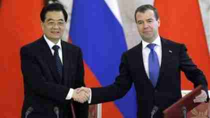 China's president Hu Jintao and Russia's president Dmitry Medvedev