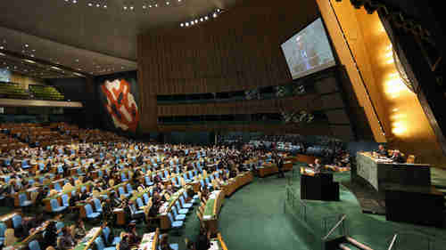 France's ambassador Gerard Araud speaks to U.N. General Assembly on Wednesday (AFP)