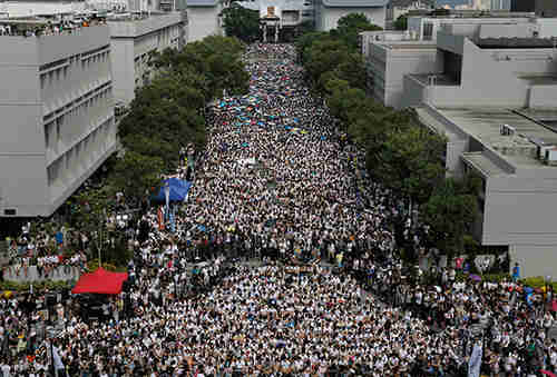Student demonstrations at Chinese University of Hong Kong on Monday (AP)