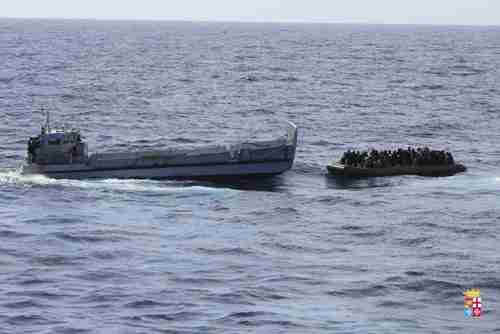 Rescue of migrants in  rubber dinghy