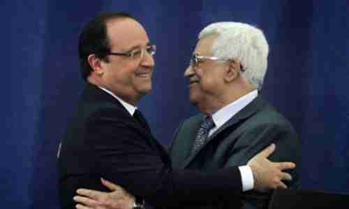 French president Fran�ois Hollande and Palestinian Authority president Mahmoud Abbas
