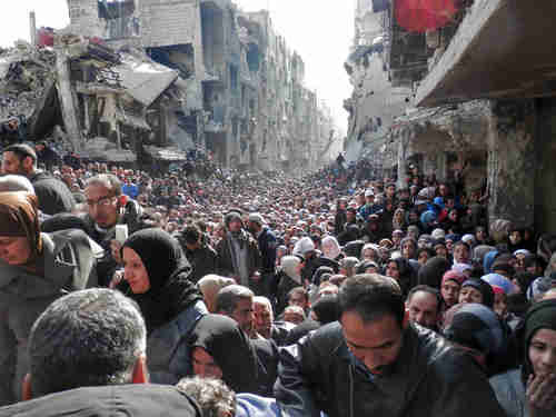 The Yarmouk refugee camp for Palestinians, in Damascus, Syria, in 2014 (Getty)