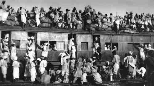 Muslims on a train from New Delhi to Pakistan in 1947 (AP)