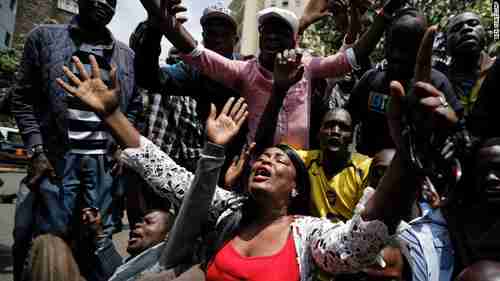 Supporters of Raila Odinga celebrate the court ruling (CNN)