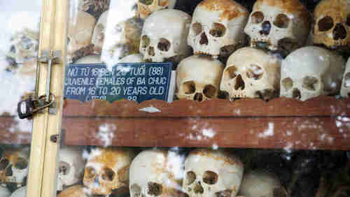 Phnom Penh exhibit commemorating the Cambodian killing fields war of 1975-79