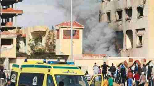 Rescue personnel at the site of the bomb blast at Al-Rawda mosque in North Sinai. (Gulf News)