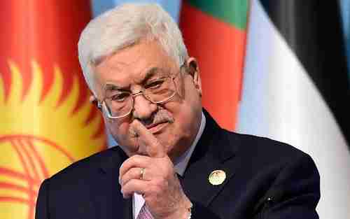 A furious Palestinian president Mahmoud Abbas shakes his finger on Wednesday as he makes a point (AFP)