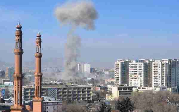 A distant view of the explosion in Kabul on Saturday (Khaama Press)