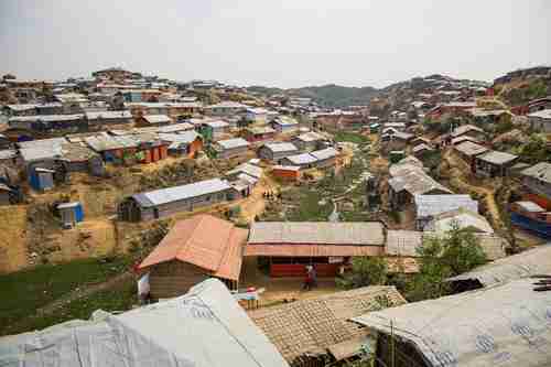 Rohingya refugees' tents are likely to be washed away in the flooding and landslides from the April monsoons (Guardian)