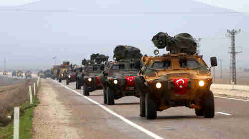 Turkish special forces being deployed to Afrin, Syria, last month (RT)
