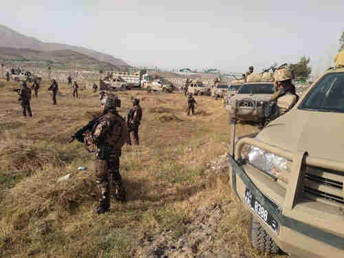 Afghan troops on patrol around Ghazni City on Sunday (AP)