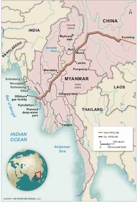 Map of China-Myanmar Economic Corridor - CMEC (The Irrawaddy)
