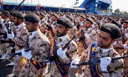 IRGC soldiers marching in military parade on Saturday, prior to terrorist attack (AFP)