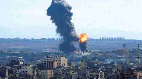 Smoke rises from an Israeli bombardment in Gaza on Saturday (AP)