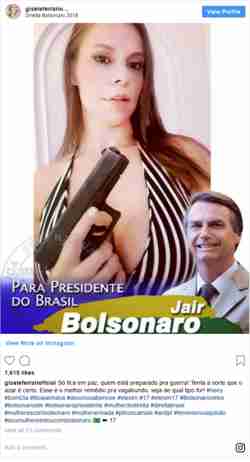 Campaign tweet from October supporting Jair Bolsonaro's policies on women and gun ownership (BBC)
