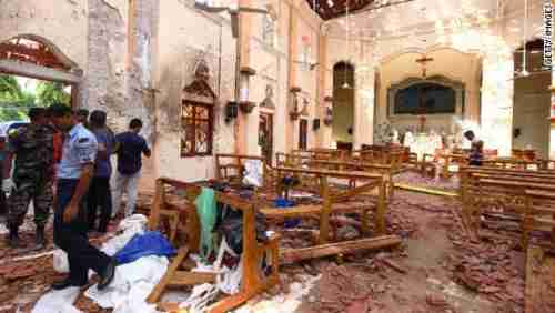 One of the blasts tore through St. Sebastian's Church in Negombo, north of Colombo, Sri Lanka. (Getty)