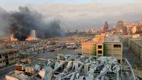 Beirut seaport after the explosion on Tuesday (EPA)