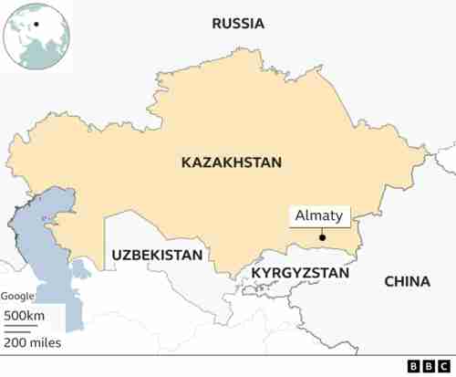 Kazakhstan map (BBC)
