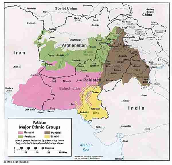 Afghan-Pak-India ethnic map