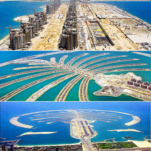 Palm Jumeirah Islands, one of several groups of man-made islands developed off the coast of Dubai