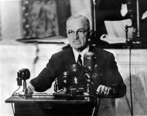 President Harry Truman, March 12, 1947, speaking to Congress