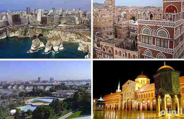 The four Arab capitals claimed last year by Iran -- Beirut (Top L), Sanaa (Top R), Baghdad (Bottom L), Damascus (Bottom R) (AlWeeam)