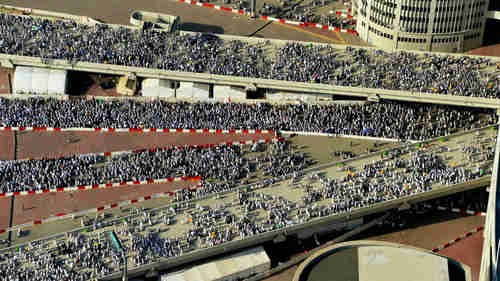 View of the streets of Mina at last year's Hajj, where thousands of pilgrims were suffocated or trampled to death.  (AP)