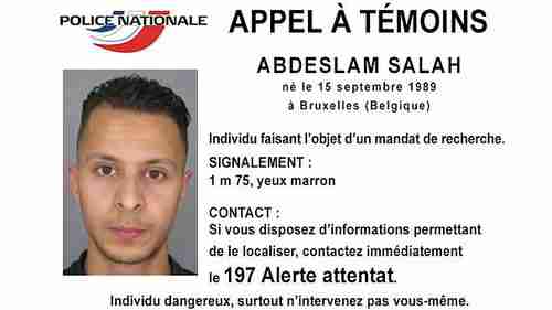 International arrest warrant for French citizen Salah Abdeslam, identified by French and Belgian police as a possible perpetrator of the Paris attacks