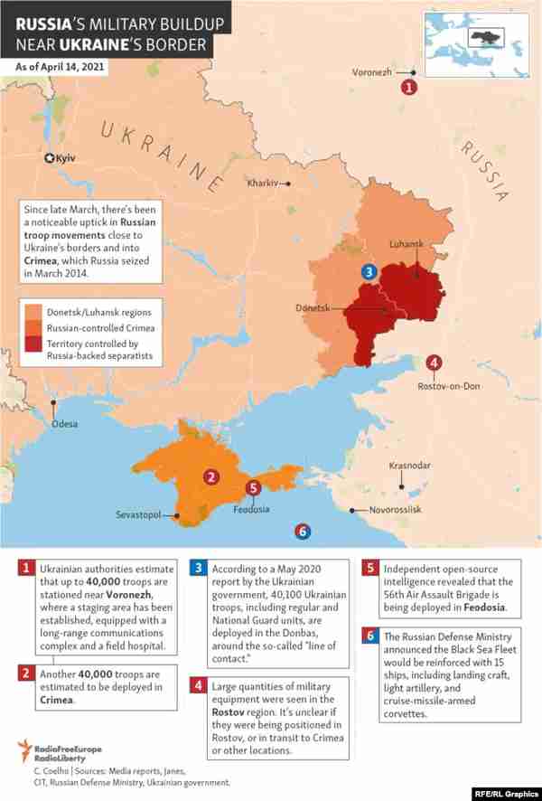 Map of Russian deployment around Ukraine (RFE/RL)