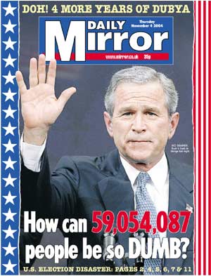 <i>Daily Mirror</i> front page, November 4, 2004
