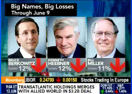 Berkowitz, Heebner, Miller funds down 11-12% this year (Bloomberg)