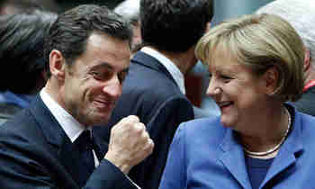 Nicolas Sarkozy and Angela Merkel, Europe's odd couple, in Berlin Wednesday