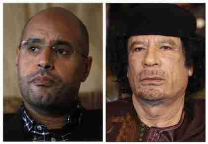 Saif al-Islam and Muammar Gaddafi file photos (Reuters)