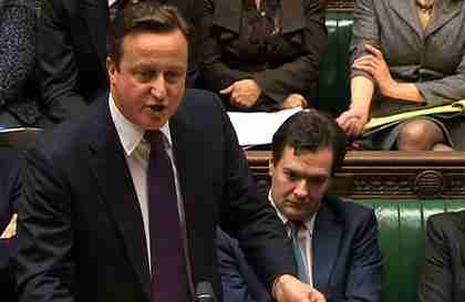 David Cameron in Commons on Monday with Nick Clegg missing (AFP)