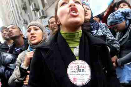 Egyptian women chant slogans against the ruling military council and the government (AFP)