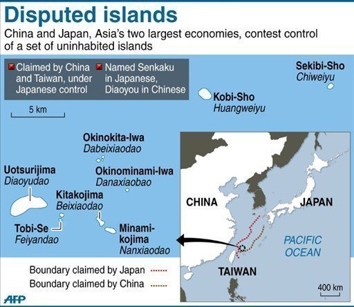 Map showing locations of disputed islands (AFP)