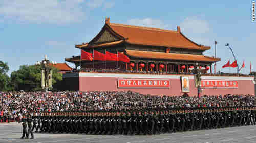 China's Army marching in Tiananmen Square (CNN)