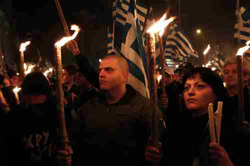 Golden Dawn supporters on Saturday (Reuters/Spiegel)